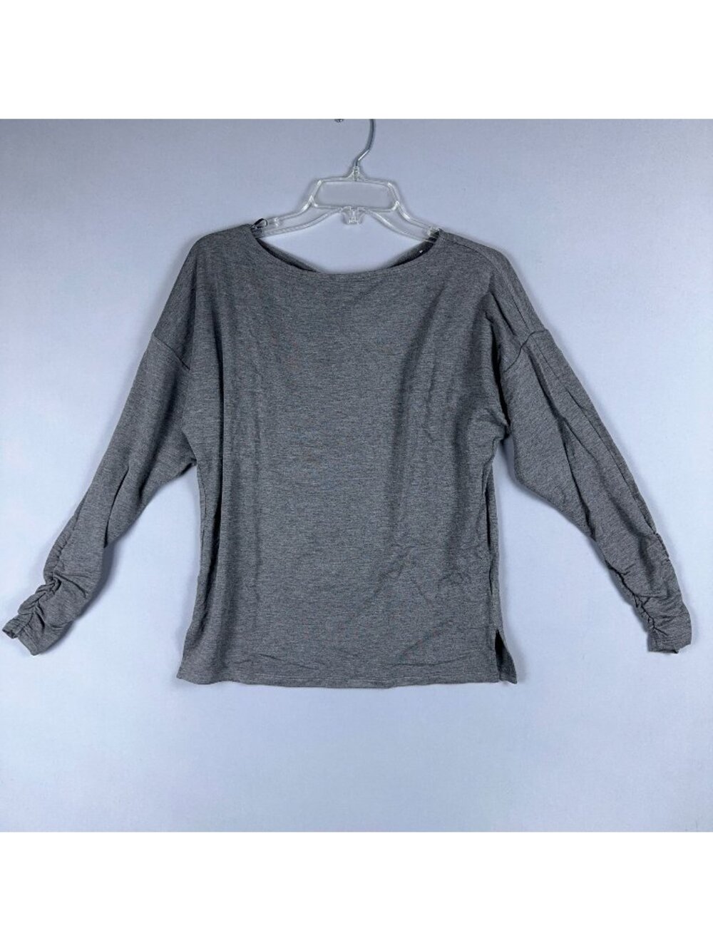 DKNY Womens Top Blouse Pure Long Sleeve Crew Neck Grey Size XS